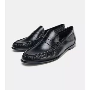 Zara Soft Ruched Black Loafers